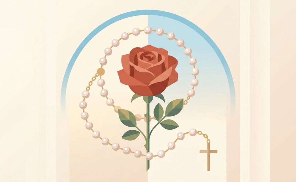 Chapelet et Mystères du Rosaire - Illustration prière catholique